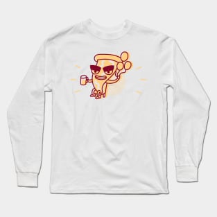 Funny Pizza Party Man Cartoon Long Sleeve T-Shirt